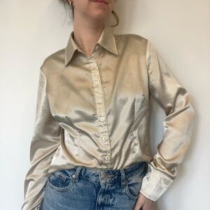 Vintage Marco Polo satin Button-Down Shirt for Women in size Small